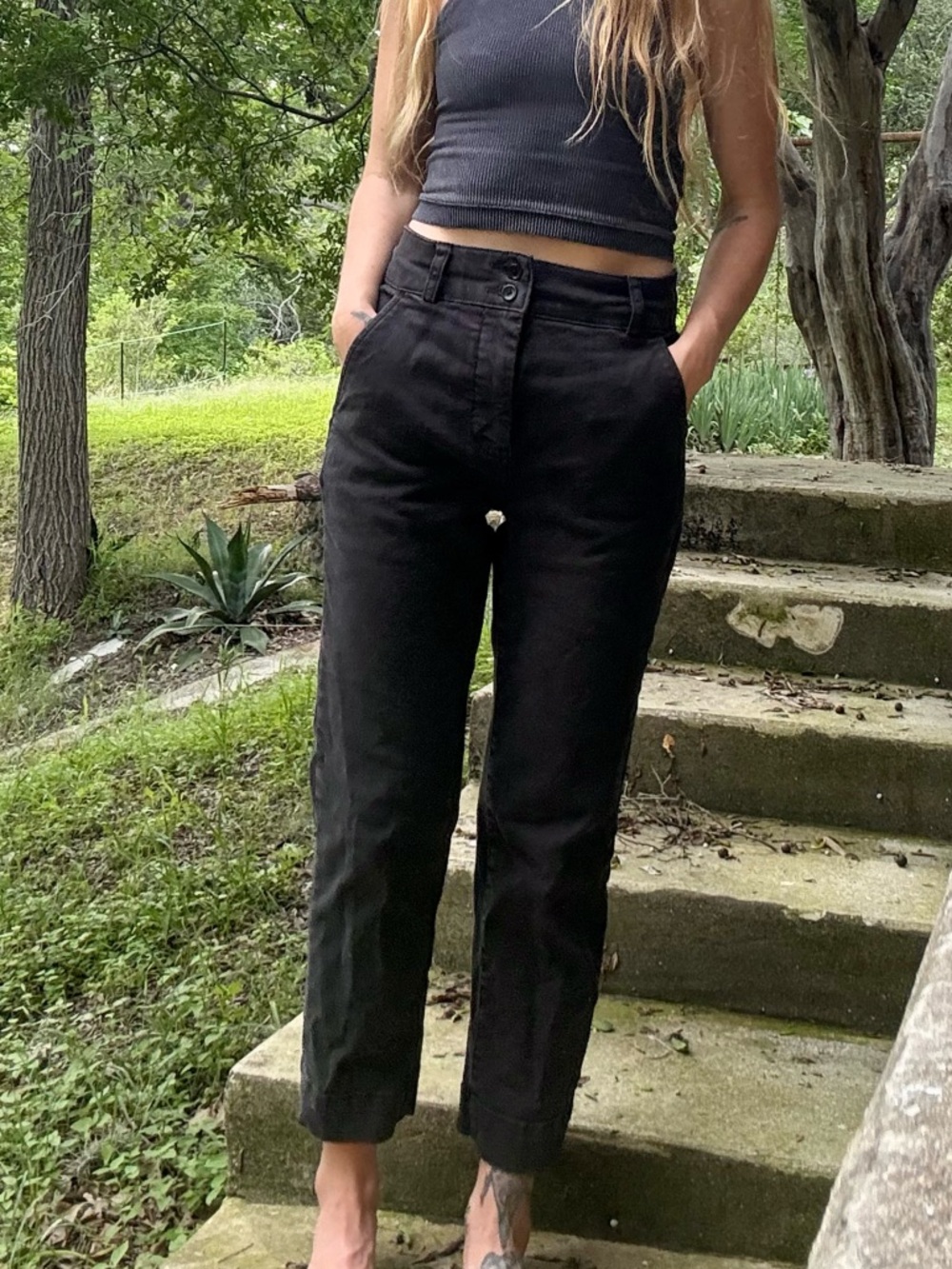 Everlane Black Straight-Leg High-Rise Pants
